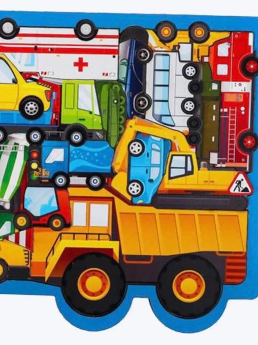 Wooden educational puzzle game 'Cars', shaped puzzle, logic frame-insert